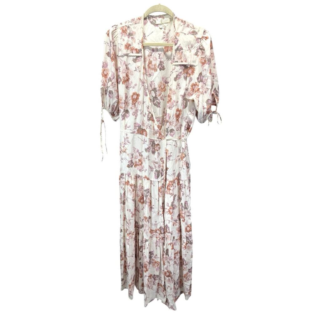 Christy Dawn Augusta Wrap Dress Floral Cream Pink Midi Sustainable XL - Picture 5 of 11